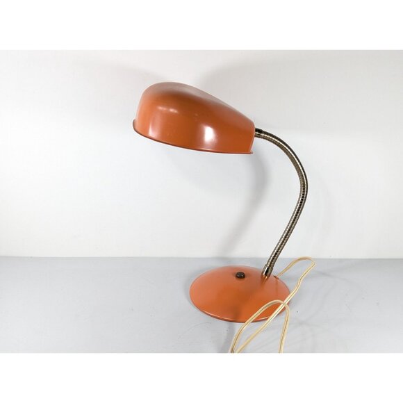 MCM Orange Gooseneck desk lamp, vintage retro home decor - Picture 5 of 10